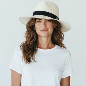 Lacoste Cream Paper Yarn Fedora Hat